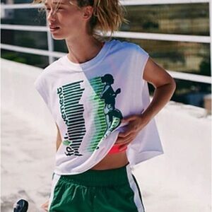 White and Green Graphic Inspire Tank